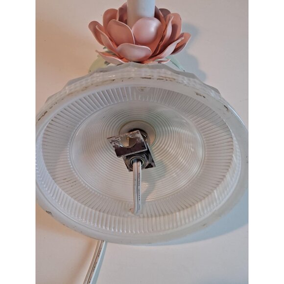 Vintage Floral Wall Sconce Light Fixture With Pink & Green Metal Flower Design A - Picture 16 of 16
